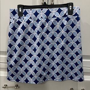 crown & ivy Blue and White Circle-Print Skater Skirt